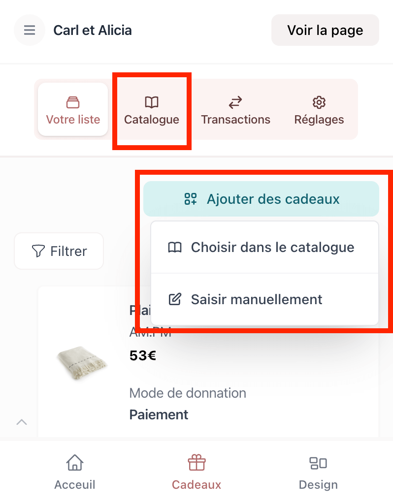 Add product from catalogue